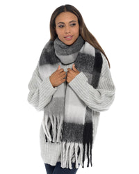 Foxbury Womens Checked Brushed Blanket Scarf