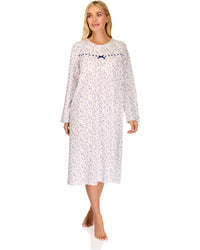 La Marquise Womens 'Velvet Rose' Long Sleeve Jersey Nightie