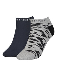 Calvin Klein Womens 2 Pack Leopard Trainer Socks