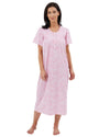 Marlon Womens Linear Floral 45" Short Sleeve Nightie
