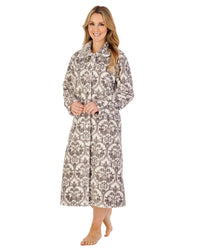 Slenderella Womens Printed Waffle Fleece Button Dressing Gown