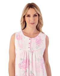 Slenderella Womens 40" Large Floral Sleeveless Cotton Nightie