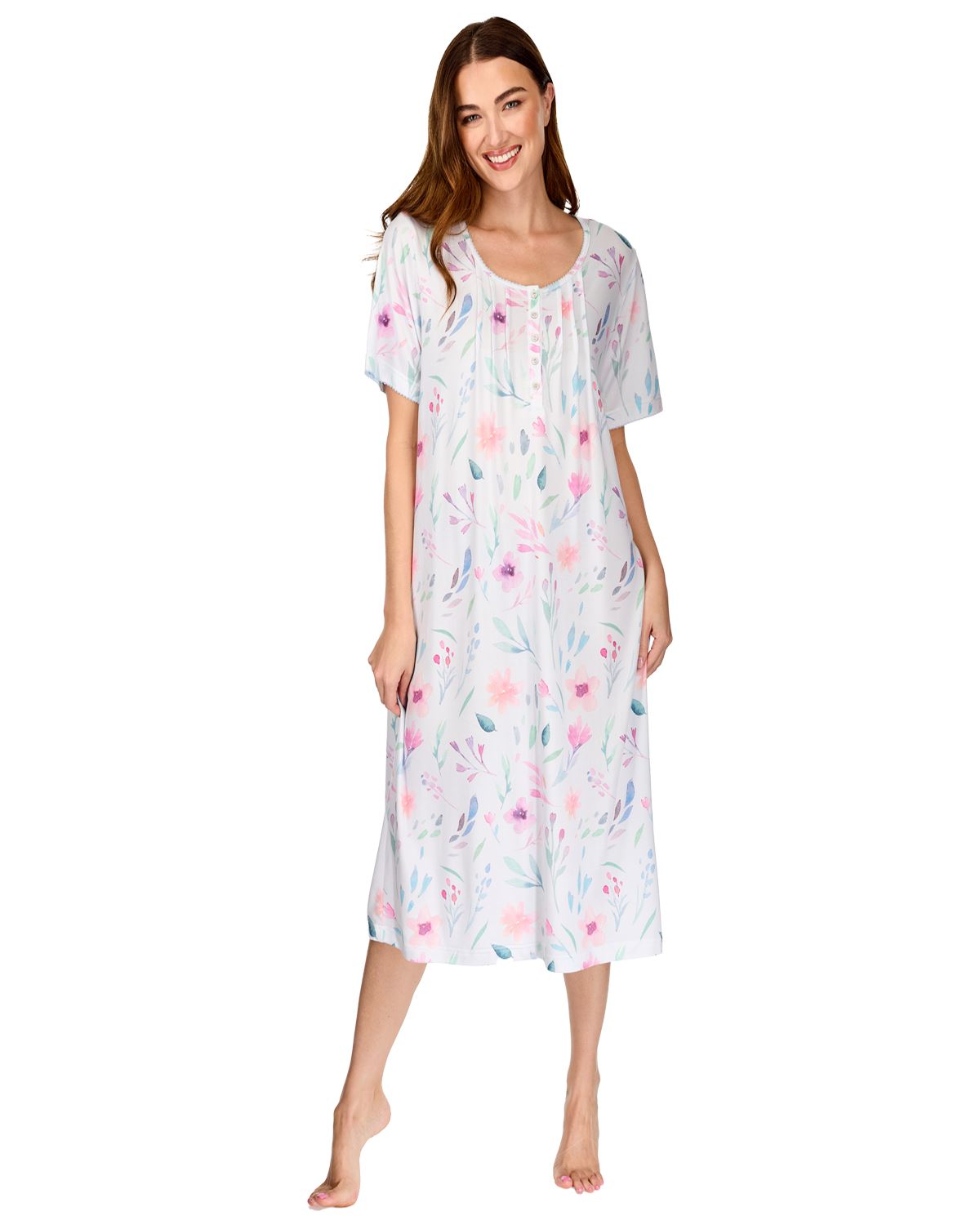 La Marquise Womens 'Watercolours' 43" & 50" Short Sleeve Nightie