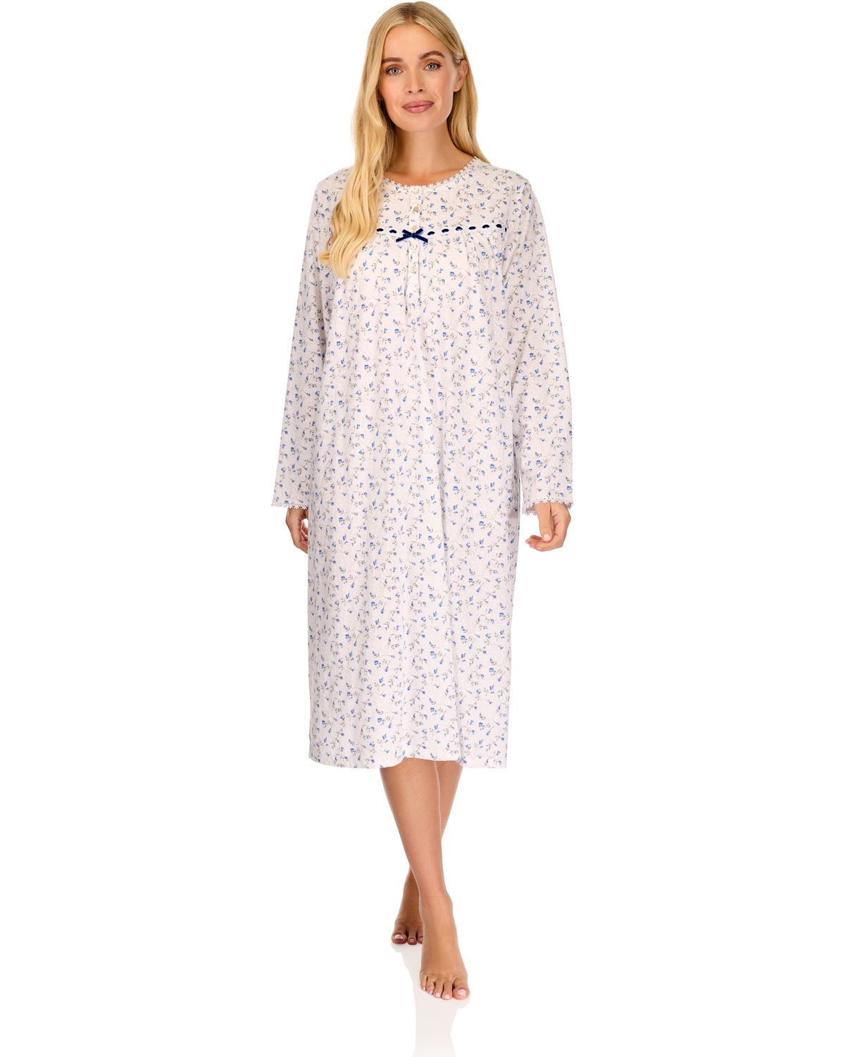 La Marquise Womens 'Velvet Rose' Long Sleeve Jersey Nightie