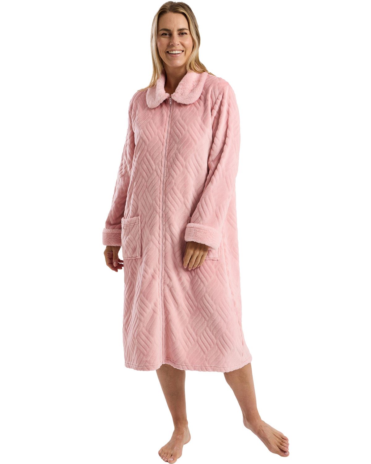 Marlon Womens Faux Fur Zip Robe