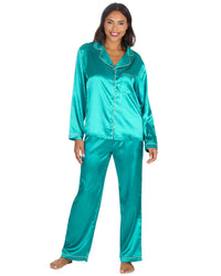 Slumber Party Womens Satin Long Pyjamas