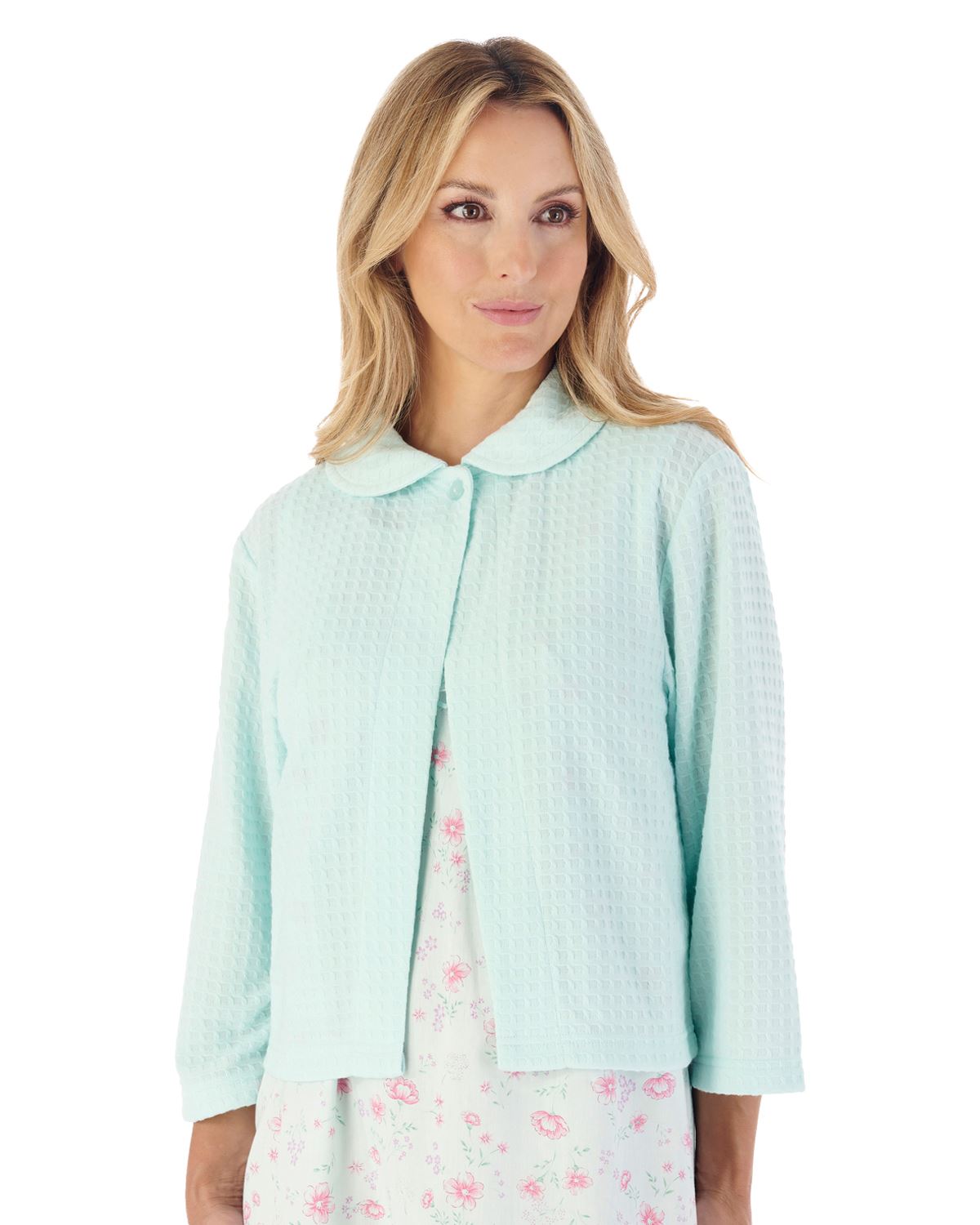 Slenderella Womens Waffle Button Bed Jacket