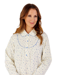 Slenderella Womens Leaf Print Flannel Cotton 51" Long Sleeve Nightdress