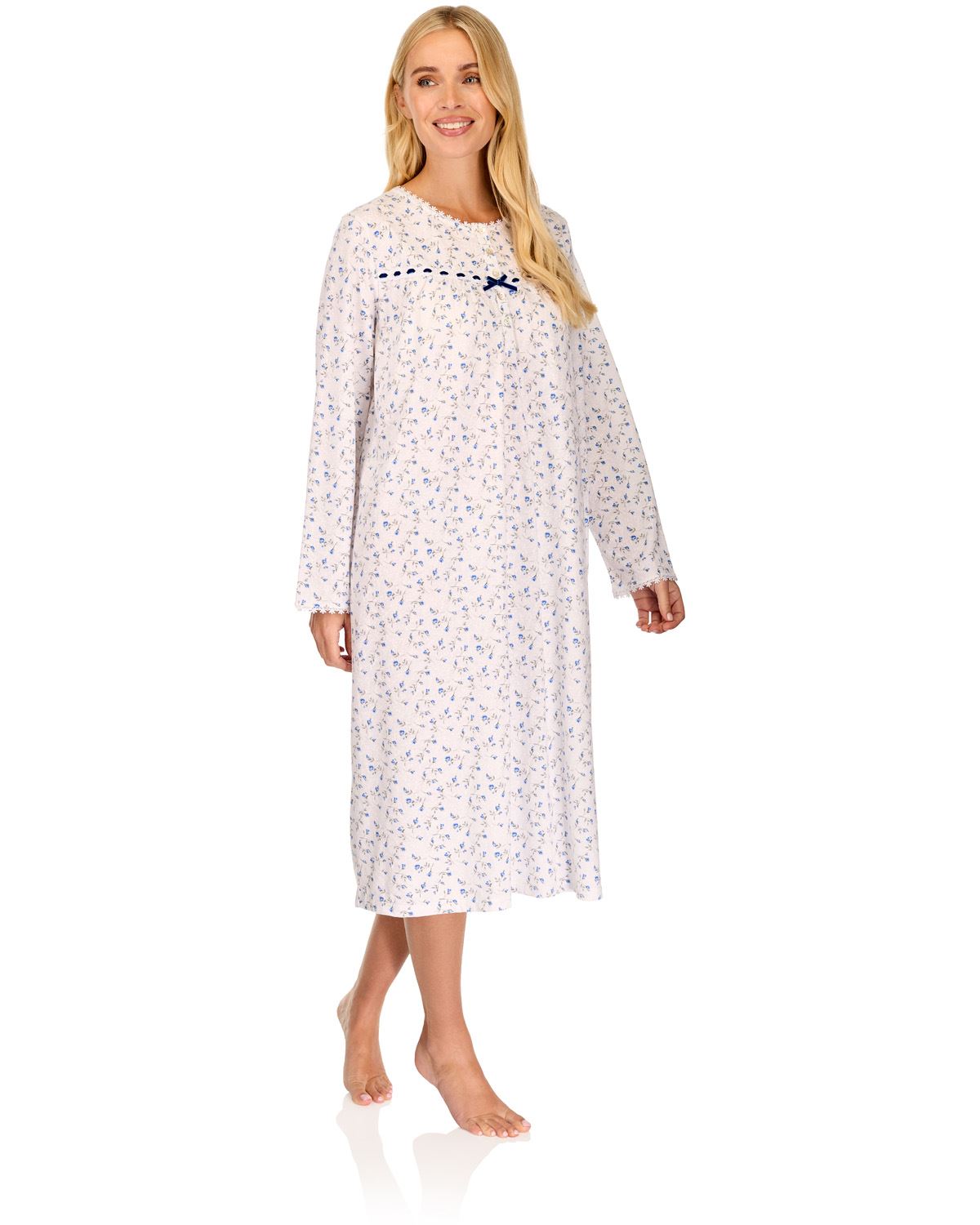 La Marquise Womens 'Velvet Rose' Long Sleeve Jersey Nightie