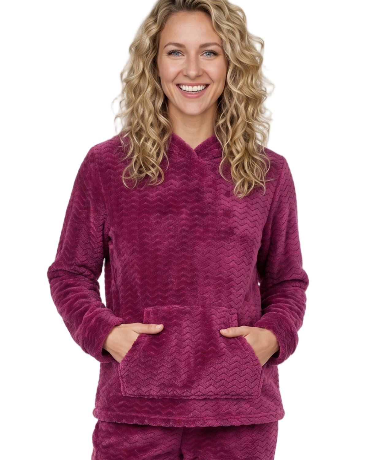 Indigo Sky Womens Zig Zag Fleece Hooded Pyjamas