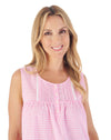 Slenderella Womens 40" Floral Gingham Sleeveless Nightie