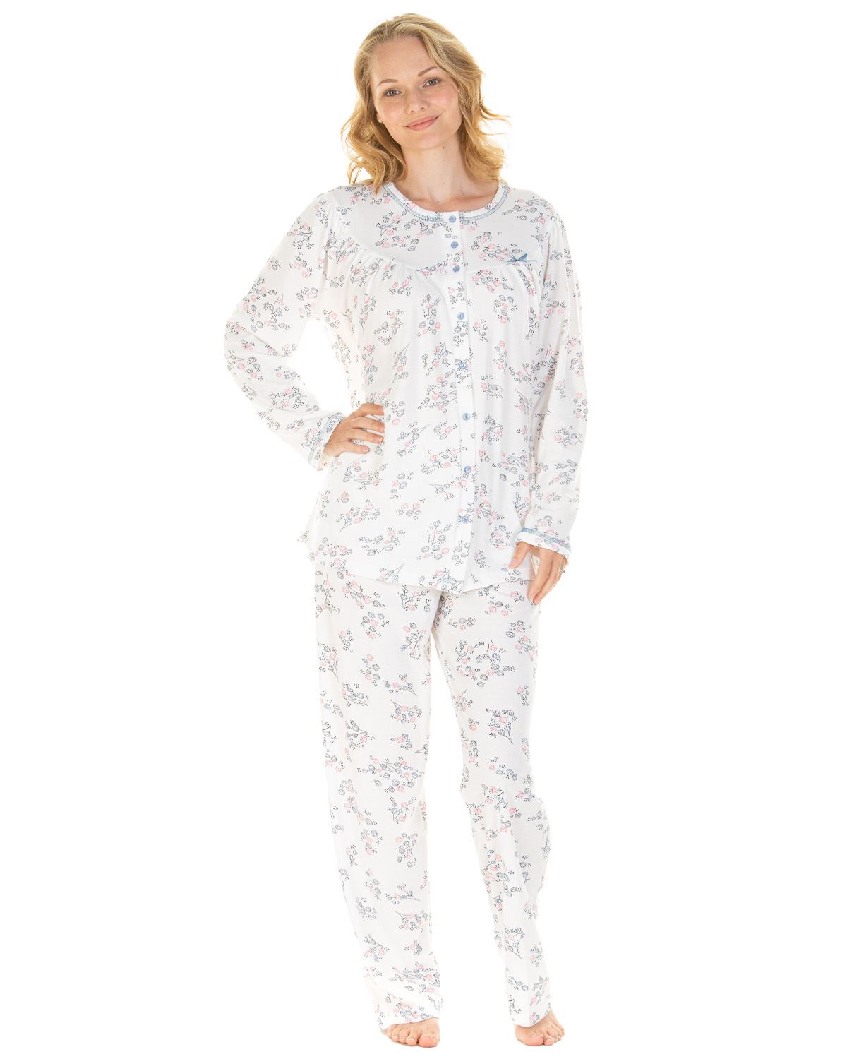 La Marquise Womens Floral Cuddleknit Jersey Pyjamas