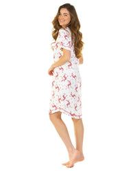La Marquise Womens Festive Prints Short Sleeve Nightie