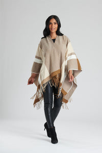 South Beach Womens Jacquard Fringe Poncho