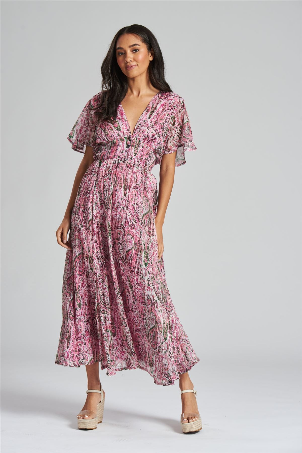 South Beach Womens Paisley Print Midi Dress