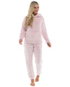 Womens Long Pile Fleece Hooded Pyjamas