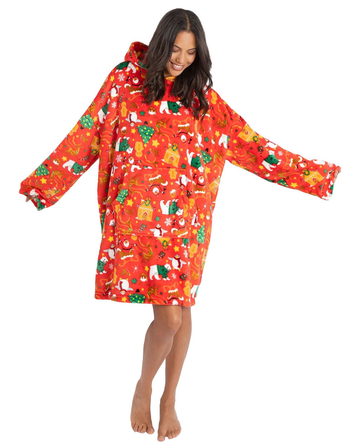 Huggable Unisex Christmas Print Oversized Hoodie