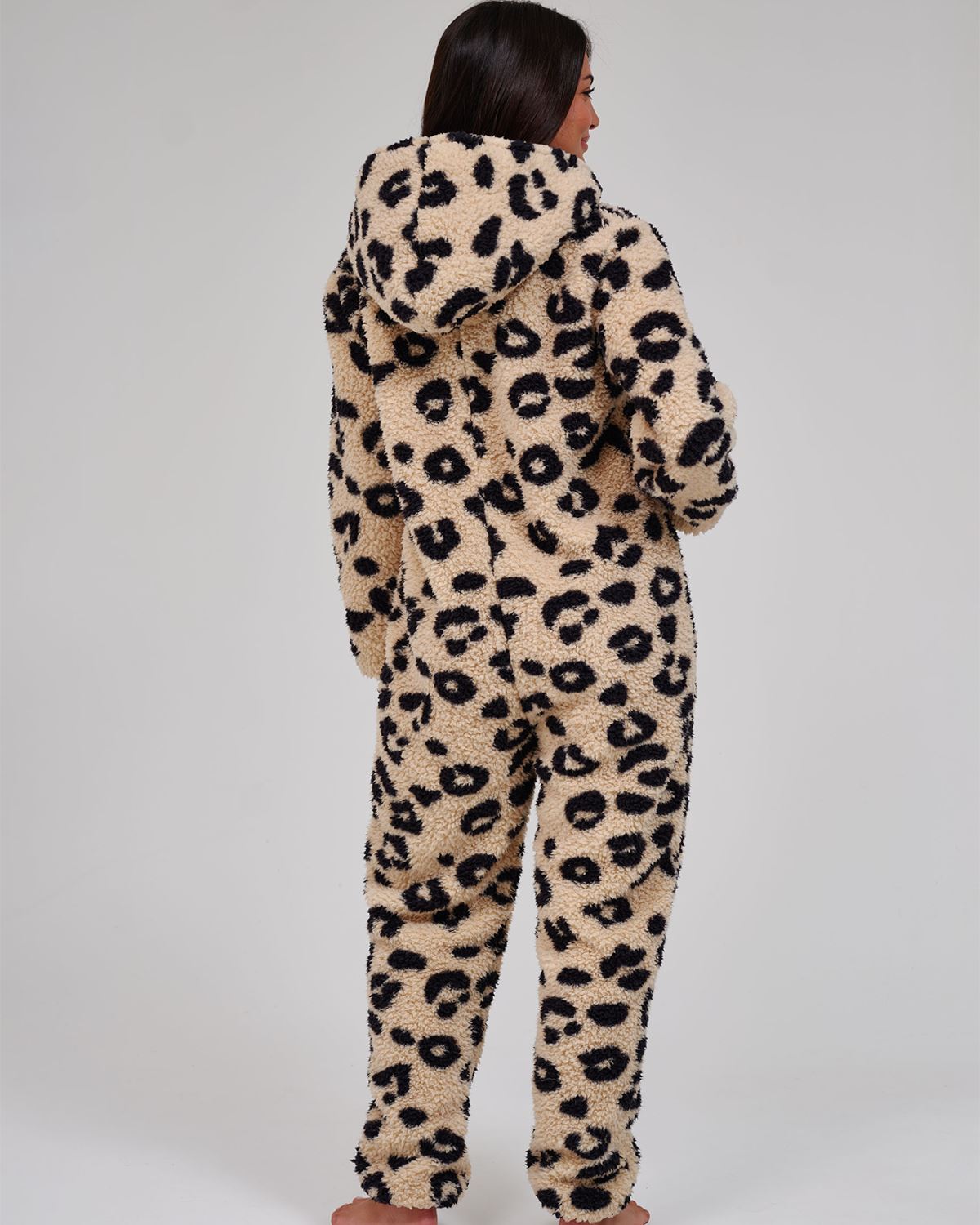 Loungeable Womens Leopard Print Borg Fleece Onesie
