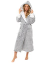 Womens Textured Fleece Sherpa Trim Dressing Gown
