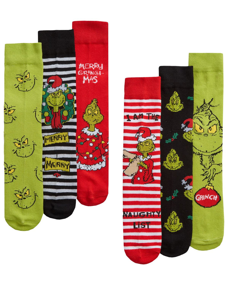 6 Pairs Grinch Christmas Socks