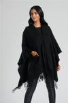 South Beach Womens Knitted Fringe Poncho
