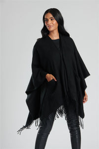 South Beach Womens Knitted Fringe Poncho