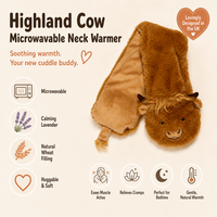 Highland Coo Cow Microwavable Plush Neck Warmer Lavender Heat Pad