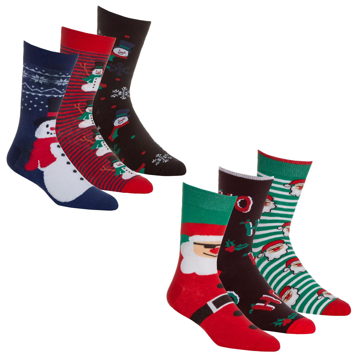 6 Pairs Family Christmas Cotton Rich Socks