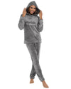 Womens Polished Fleece Slogan Hooded Pyjamas