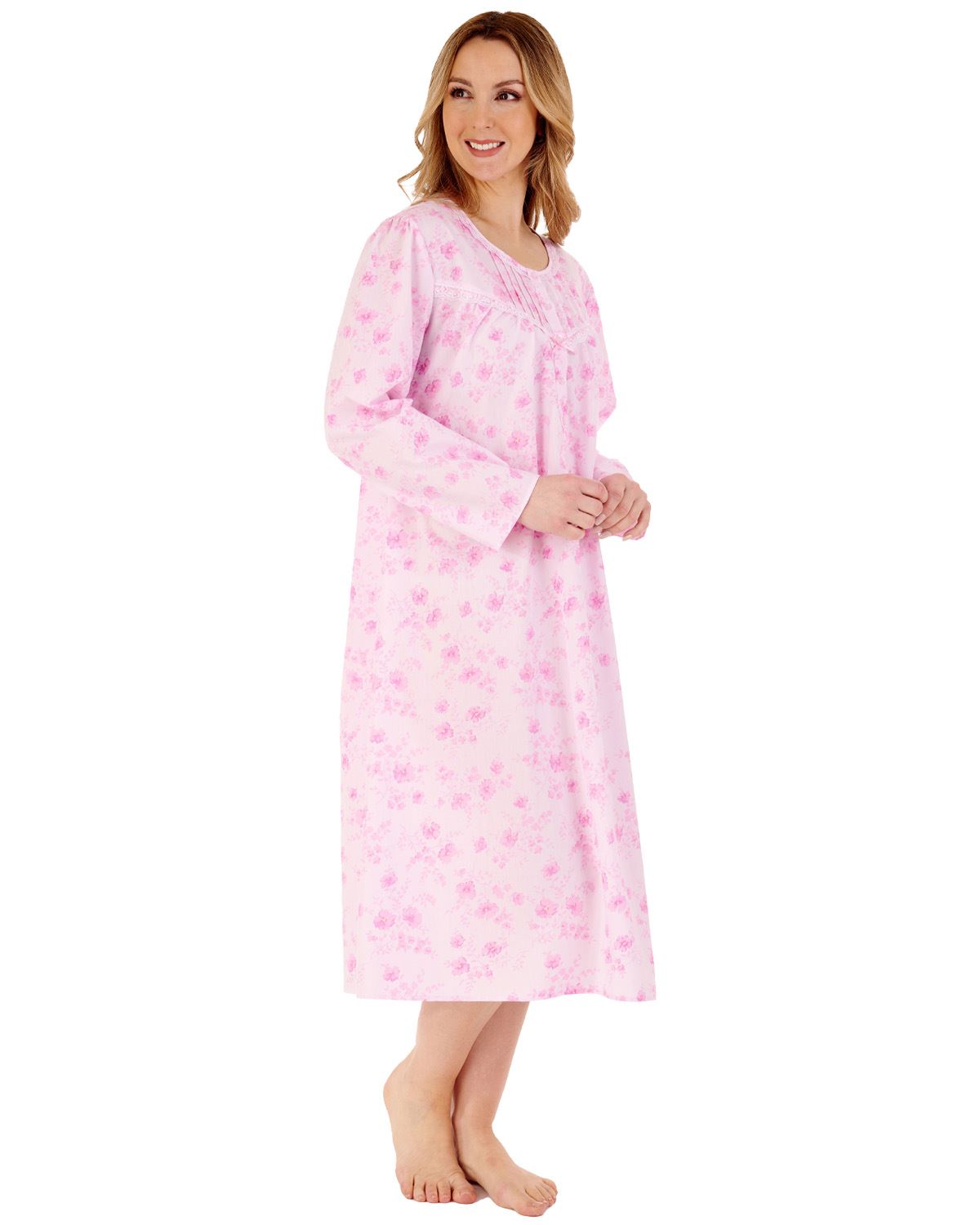 Slenderella Womens 45" Woven Long Sleeve Nightdress