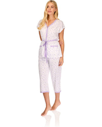 La Marquise Womens 'Vintage Blossoms' Short Sleeve Cropped Pyjamas