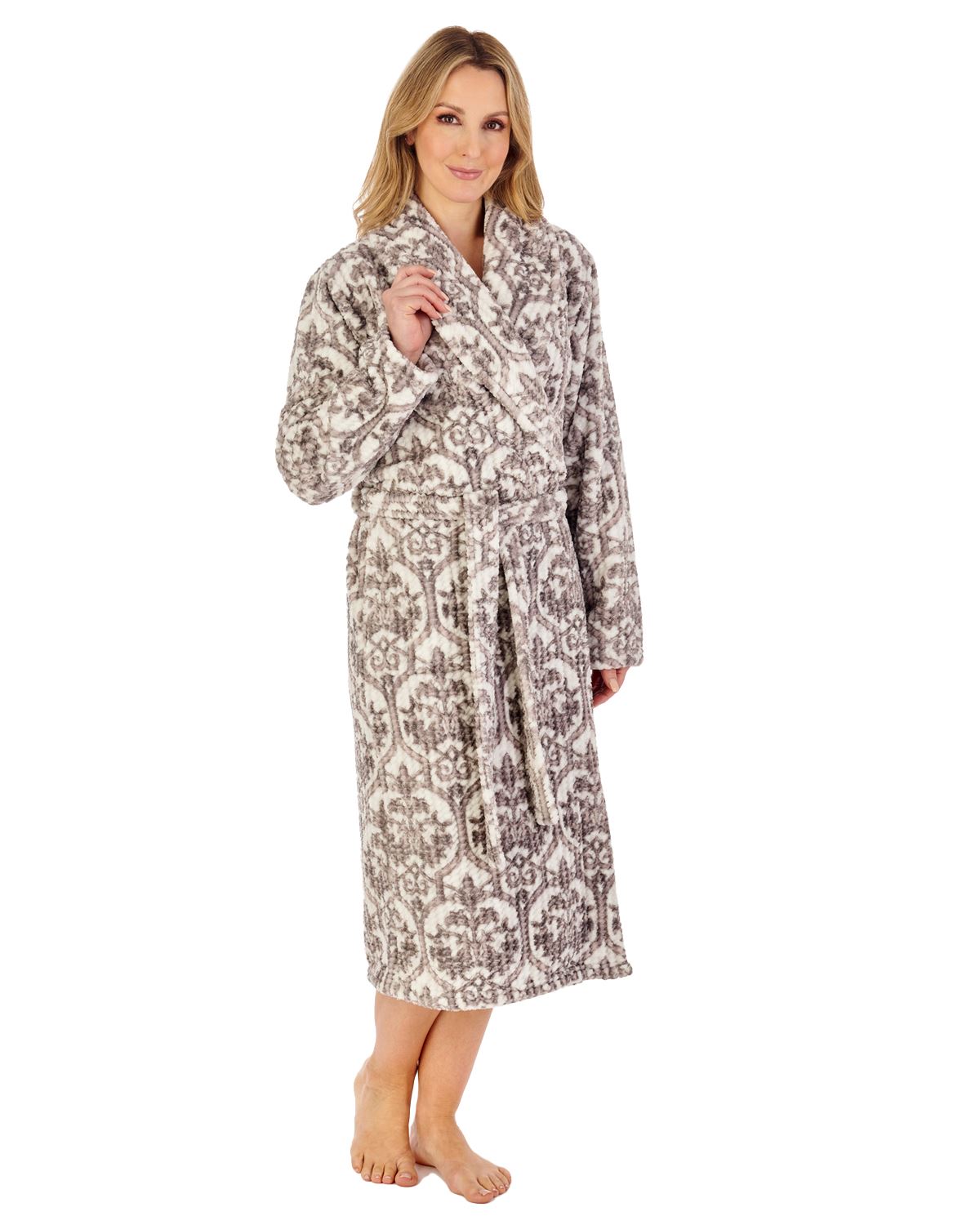 Slenderella Womens Printed Waffle Fleece Dressing Gown