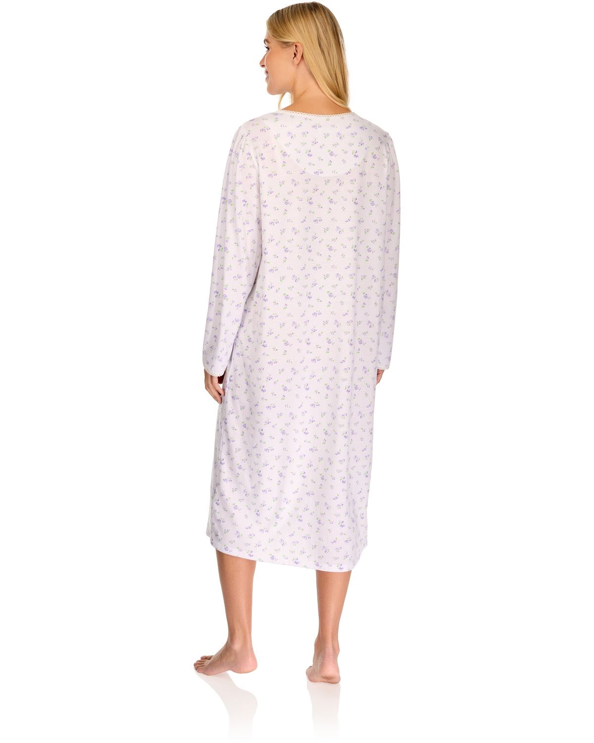 La Marquise Womens 'Vintage Blossoms' Long Sleeve Jersey Nightie