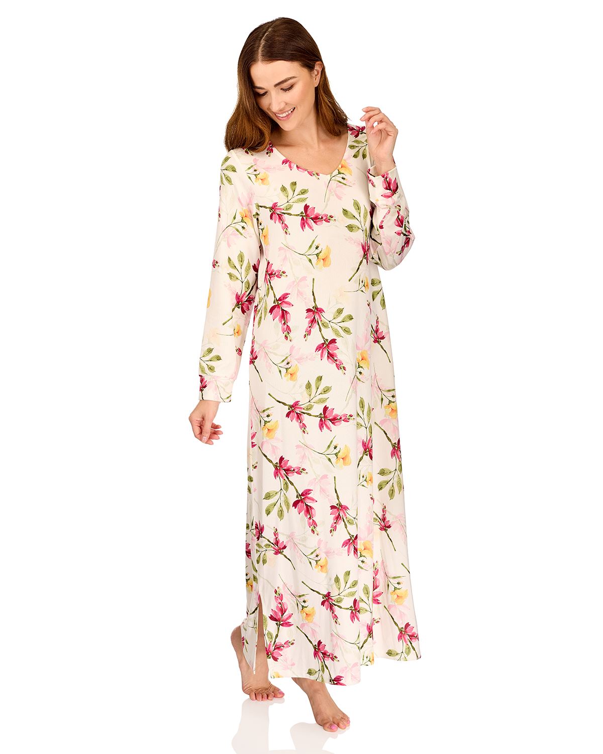 La Marquise Womens 'Berry & Blue' 43" & 50" Long Sleeve Jersey Nightie