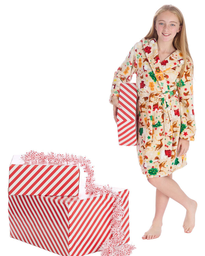 Huggable Kids Christmas Hooded Dressing Gown