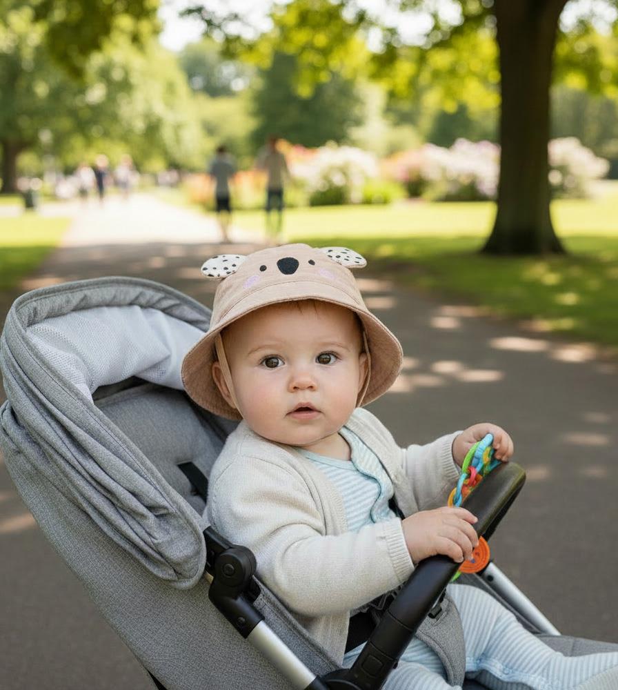 Baby Cotton Embroidered Animal Bucket Hat