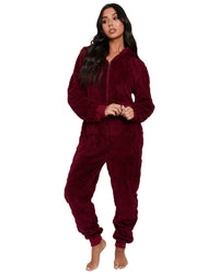 Loungeable Womens Cable Fleece Hooded Onesie