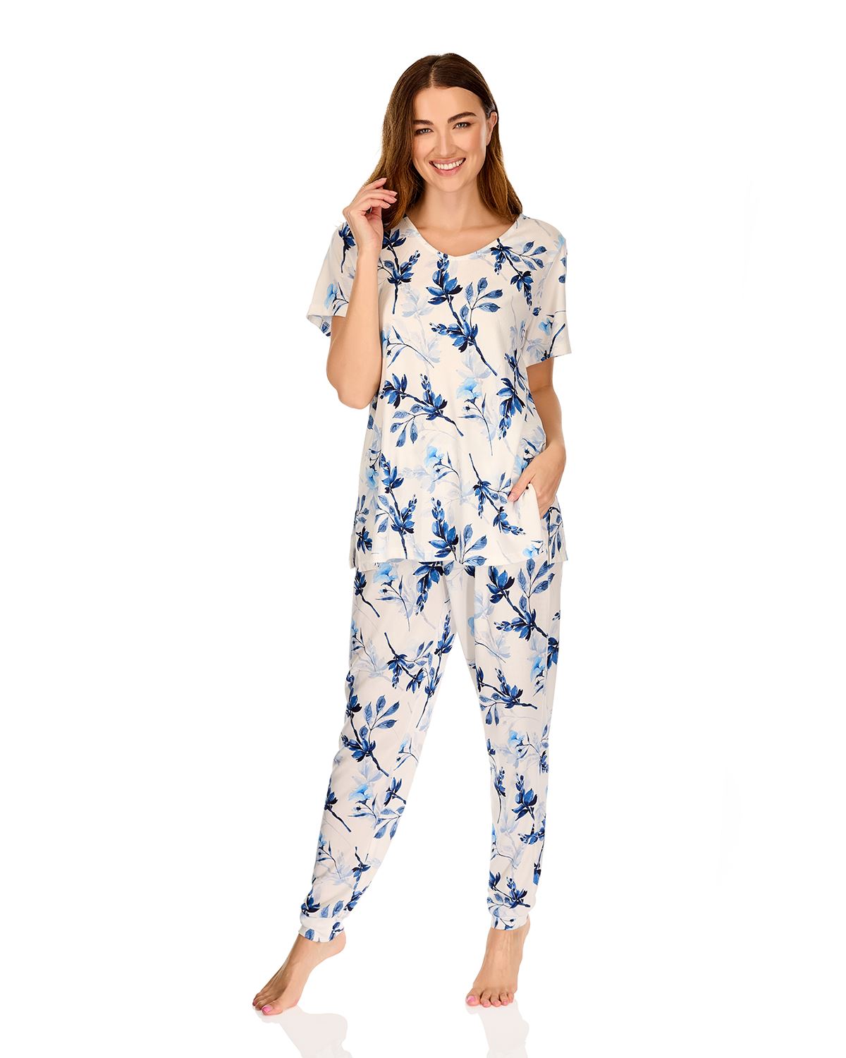 La Marquise Womens 'Berry & Blue' Short Sleeve Pyjamas