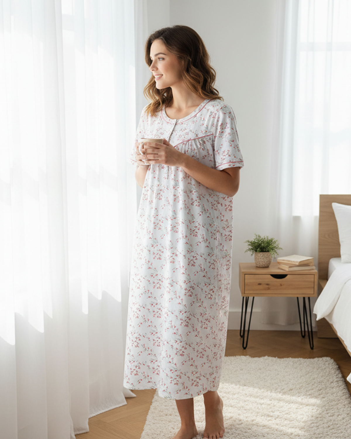 La Marquise Womens 'Moonlit Tulip' 43" & 50" Short Sleeve Nightie