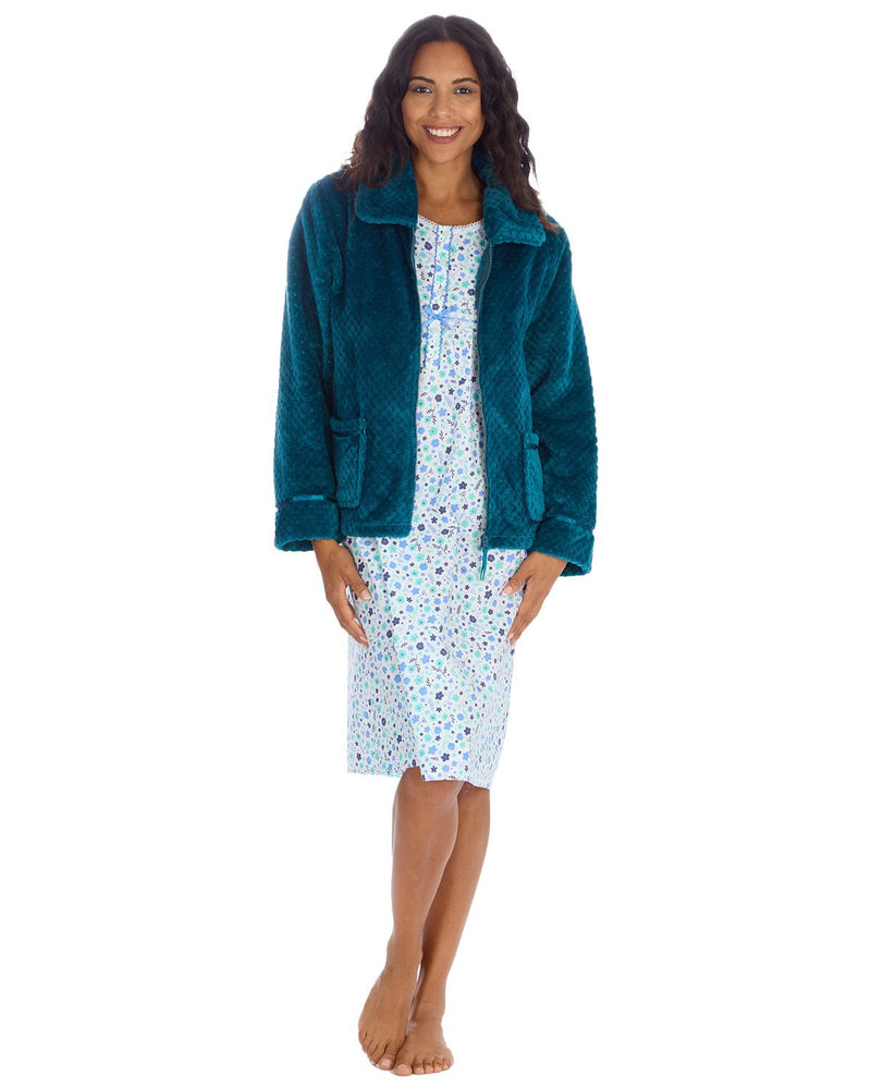 Undercover Womens Waffle Fleece Zip Bed Jacket