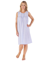 Slenderella Womens 40" Floral Gingham Sleeveless Nightie