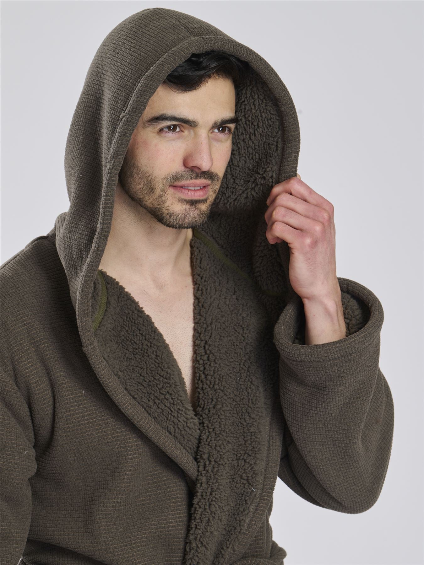 Loungeable Mens Fleece Lined Waffle Dressing Gown