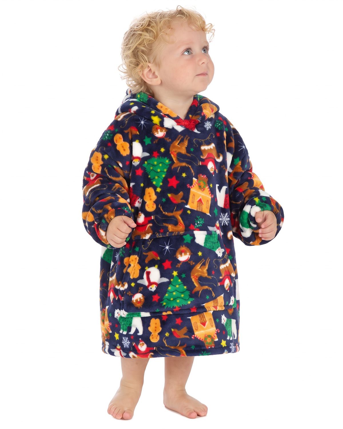 Huggable Kids Christmas Print Oversized Hoodie