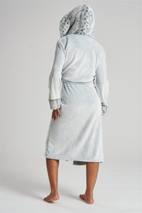 Loungeable Womens Leopard Faux Fur Trim Maxi Dressing Gown