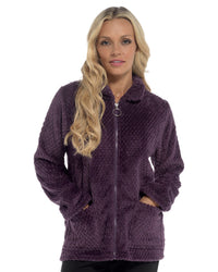 Slumber Hut Womens Waffle Fleece Zip Bed Jacket
