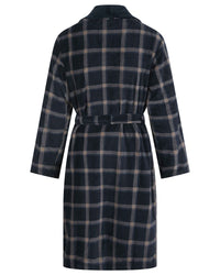 Walker Reid Mens Navy Check Coral Fleece Robe