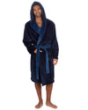 Huggable Mens Contrast Flannel Fleece Hooded Robe