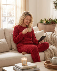 Indigo Sky Womens Cable Effect Fleece Pyjamas