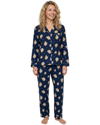 Indigo Sky Womens 100% Cotton Wincyette Button Pyjamas