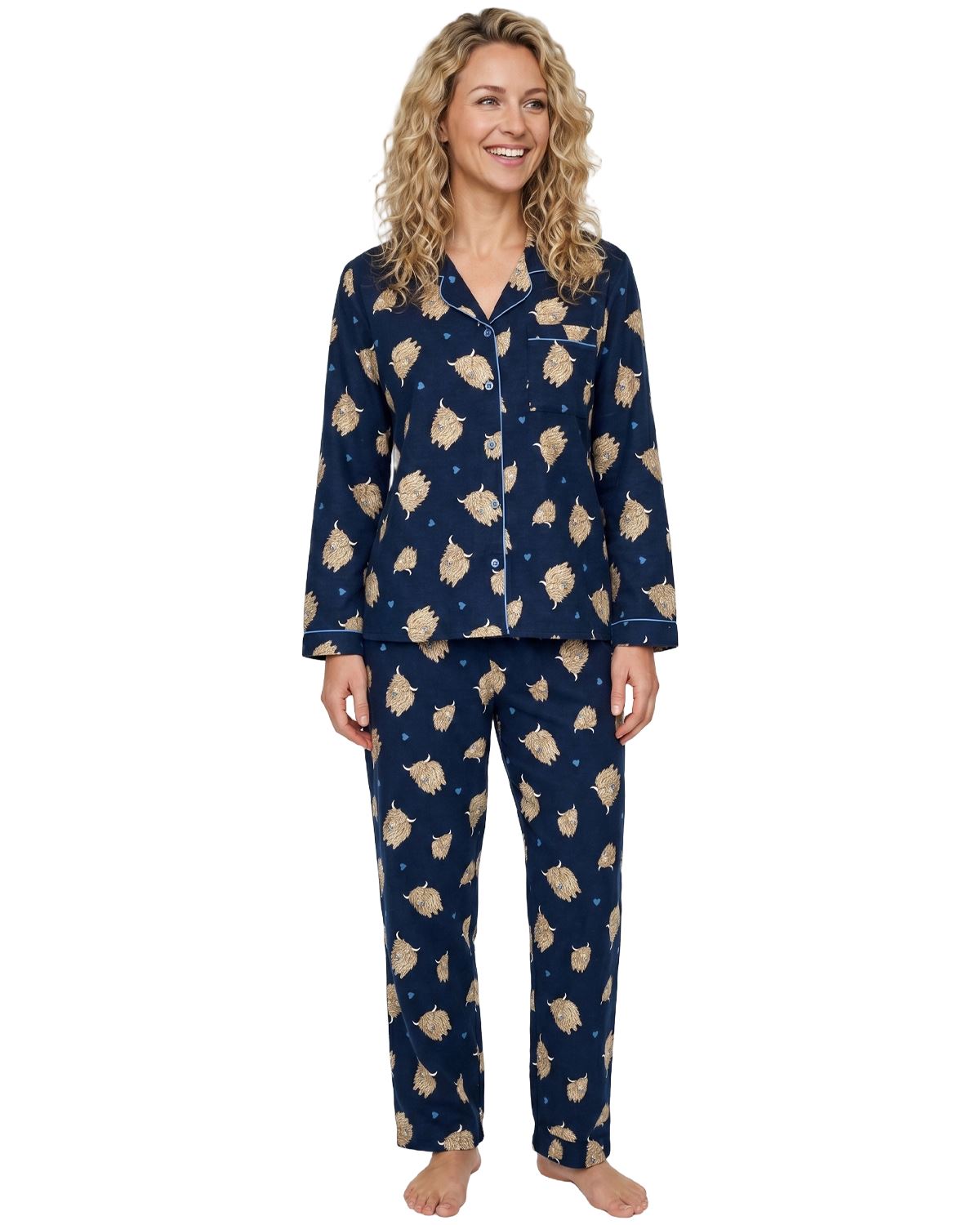 Indigo Sky Womens 100% Cotton Wincyette Button Pyjamas